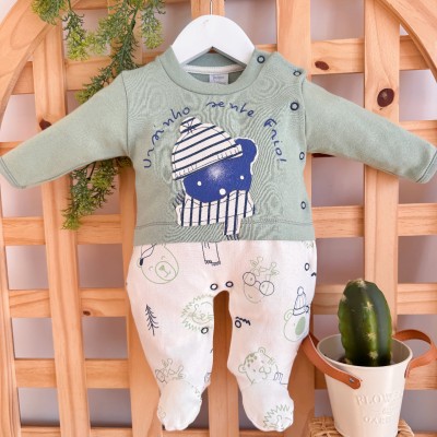 Macacão Trape Zape- Ursinho Sente Frio - Verde